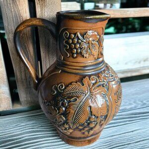 VINTAGE GERZ GERZIT 8" German Stoneware Wine Jug/Pitcher German TOAST/Saying